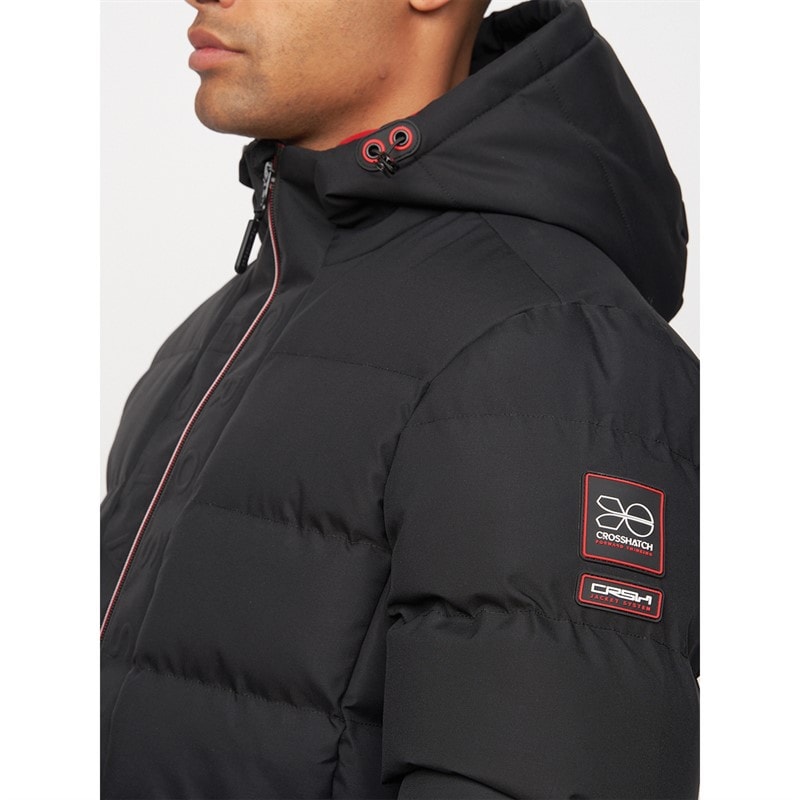 Crosshatch Mens Kampnew Embossed Placket Jacket Black - Image 3