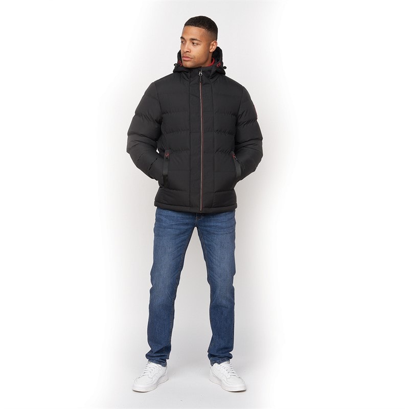 Crosshatch Mens Kampnew Embossed Placket Jacket Black - Image 4
