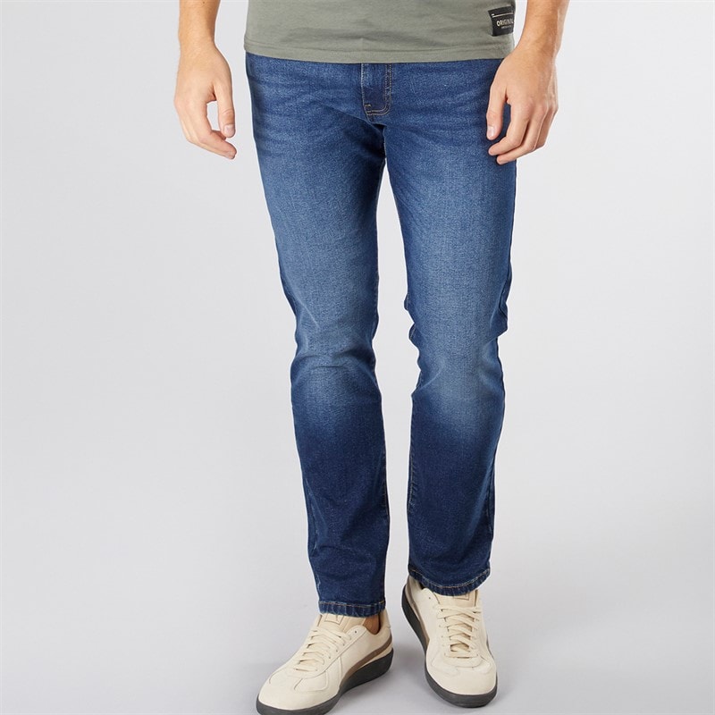 Crosshatch Mens Bandol Straight Fit Jeans Dark Wash