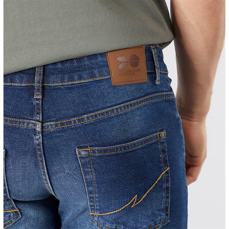Crosshatch Mens Bandol Straight Fit Jeans Dark Wash - Image 3