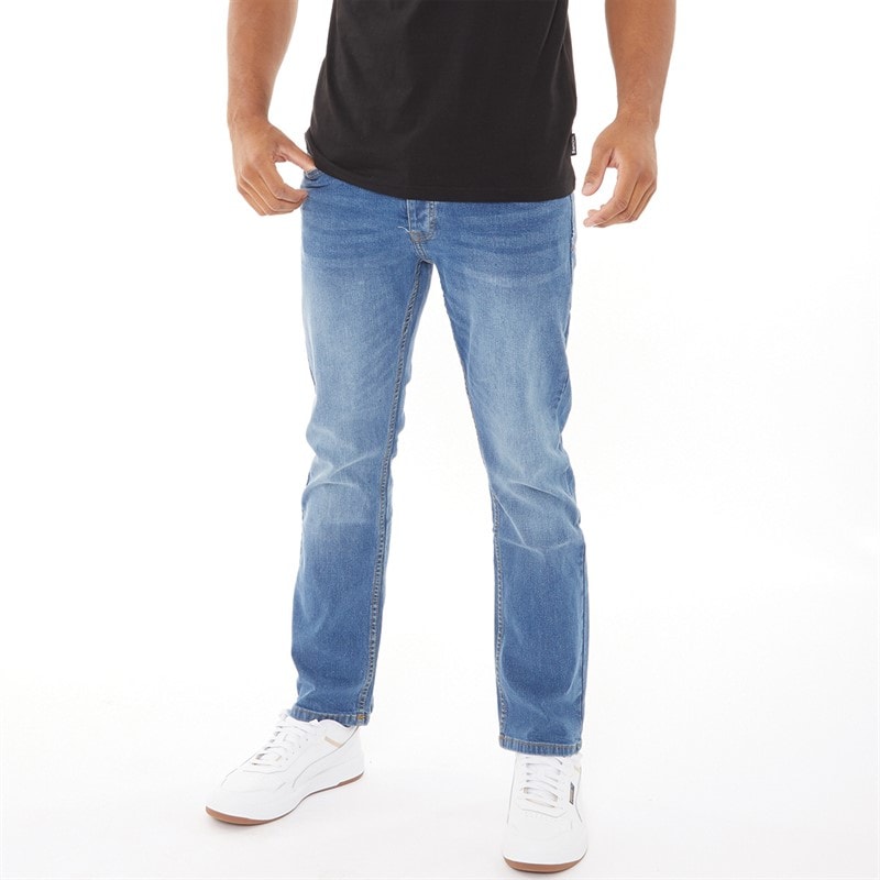 Crosshatch Mens Winsbury Bootcut Jeans Stone Wash