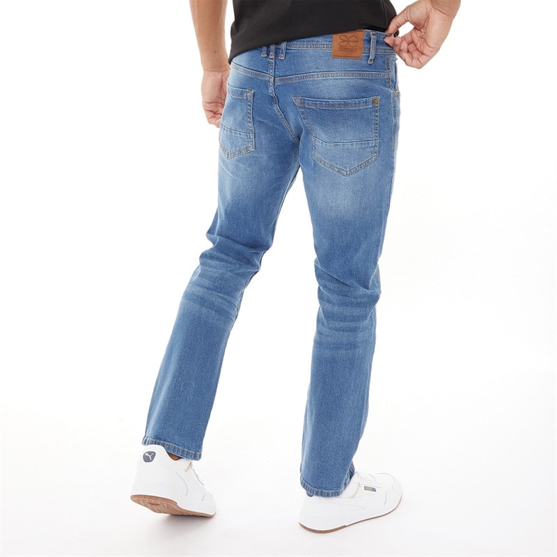 Crosshatch Mens Winsbury Bootcut Jeans Stone Wash - Image 2