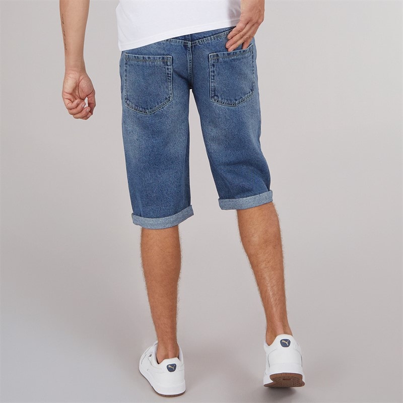 Crosshatch Mens Tillforth Baggy Denim Shorts Stonewash - Image 2