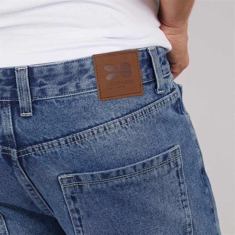 Crosshatch Mens Tillforth Baggy Denim Shorts Stonewash - Image 3