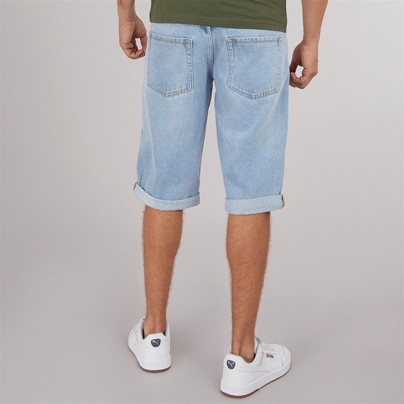 Crosshatch Mens Tillforth Baggy Denim Shorts Light Wash - Image 2