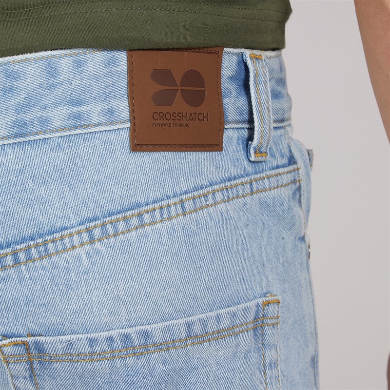 Crosshatch Mens Tillforth Baggy Denim Shorts Light Wash - Image 3
