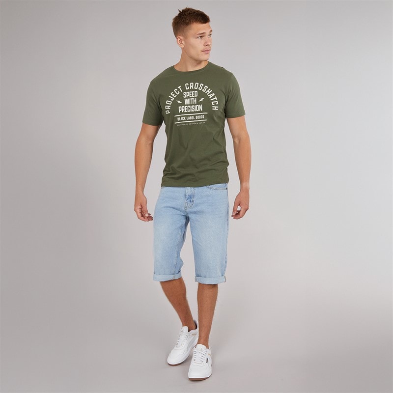 Crosshatch Mens Tillforth Baggy Denim Shorts Light Wash - Image 4