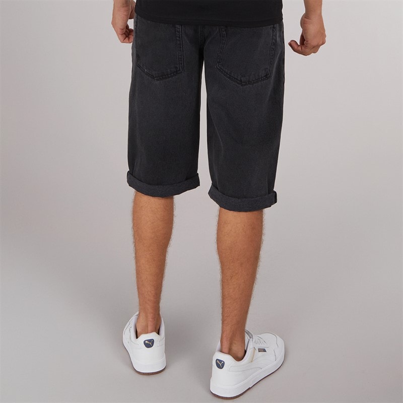 Crosshatch Mens Tillforth Baggy Denim Shorts Black Wash - Image 2
