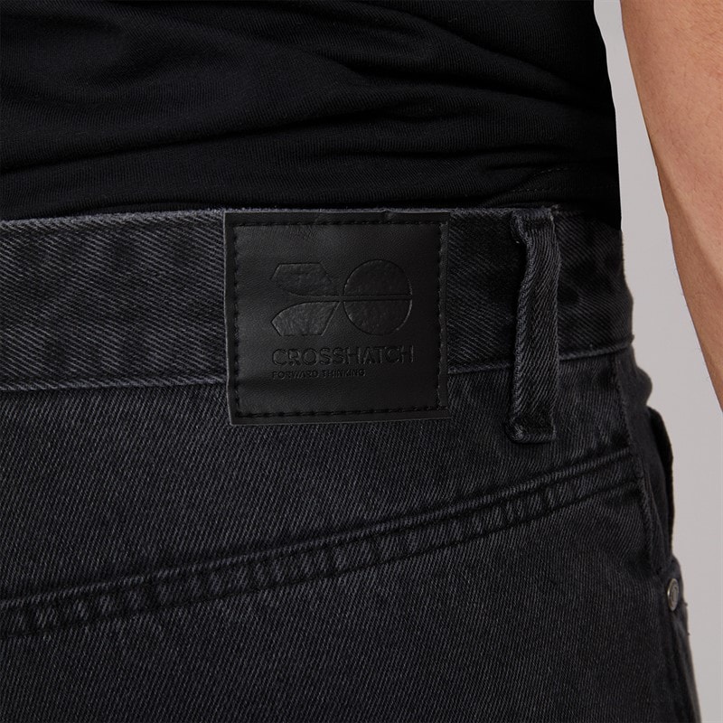 Crosshatch Mens Tillforth Baggy Denim Shorts Black Wash - Image 3
