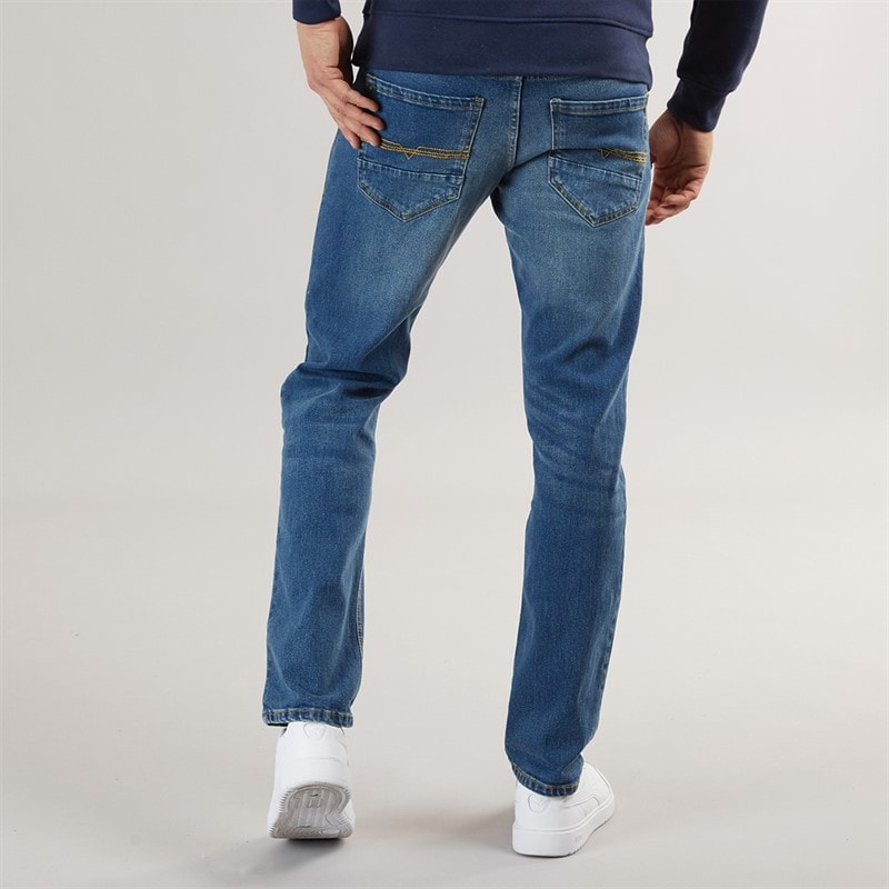 Crosshatch Mens Chas Straight Fit Jeans Mid Wash - Image 2