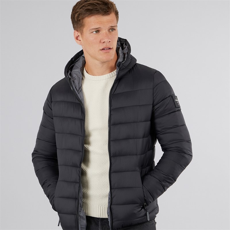Crosshatch Mens Gattering Puffer Jacket Black
