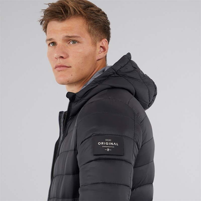 Crosshatch Mens Gattering Puffer Jacket Black - Image 3