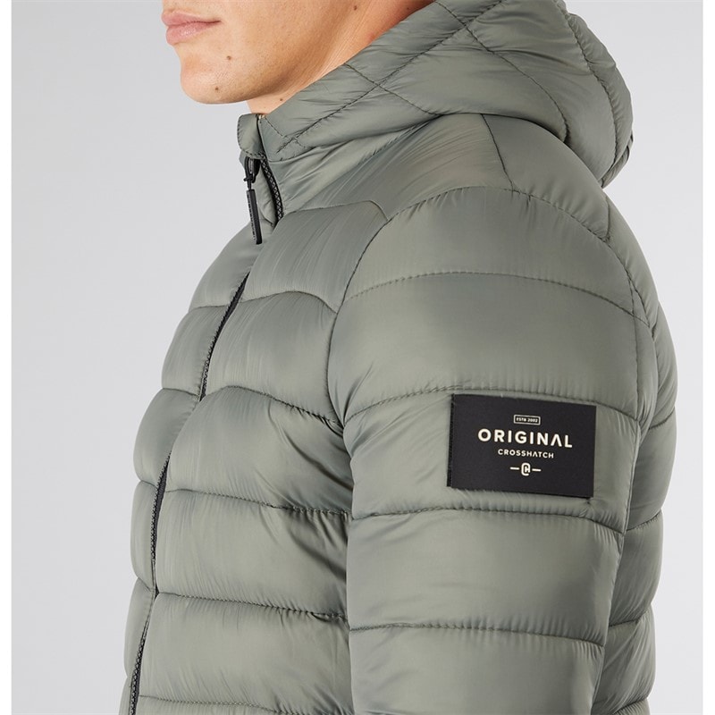 Crosshatch Mens Gattering Puffer Jacket Sage - Image 3