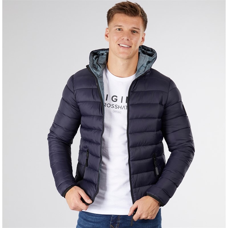 Crosshatch Mens Gattering Puffer Jacket Midnight