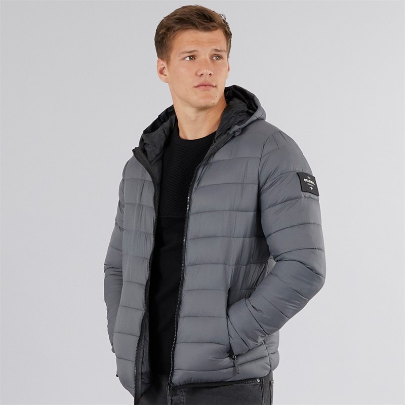 Crosshatch Mens Gattering Puffer Jacket Charcoal - Image 1