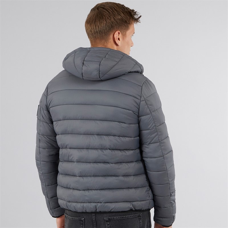 Crosshatch Mens Gattering Puffer Jacket Charcoal - Image 2