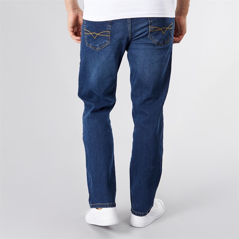 Crosshatch Mens Detendu Relaxed Fit Jeans Dark Wash - Image 2