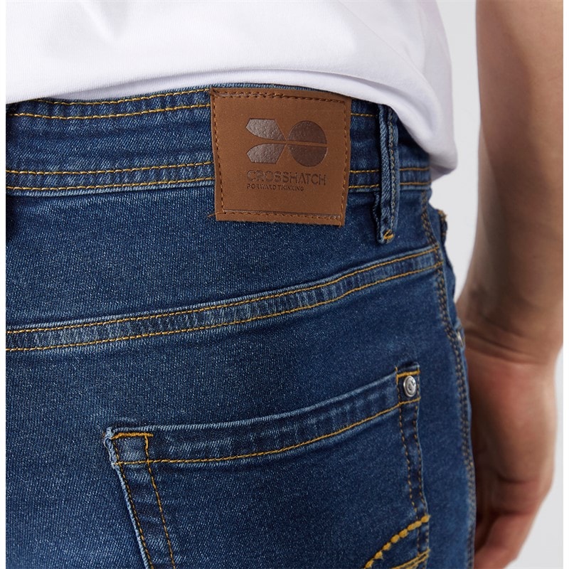 Crosshatch Mens Detendu Relaxed Fit Jeans Dark Wash - Image 3