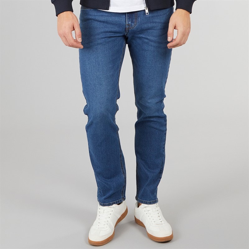 Crosshatch Mens Draker Straight Jeans Mid Wash