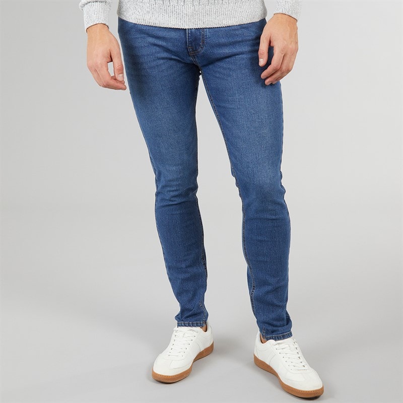 Crosshatch Mens Durtan Slim Fit Jeans Mid Wash