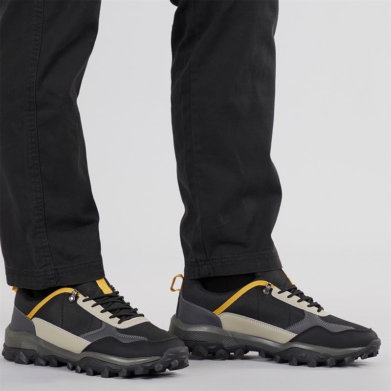 Crosshatch Mens Heymare Trainers Black/Charcoal/Taupe