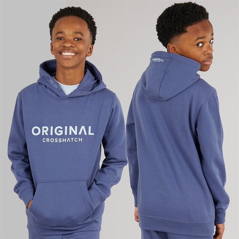 Crosshatch Boys Three Piece Hoodie Sweatshirt T-Shirt And Joggers Set Denim Blue/Ice Blue - Image 4
