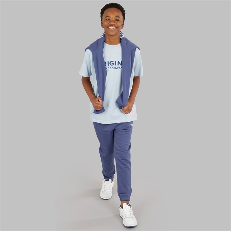 Crosshatch Boys Three Piece Hoodie Sweatshirt T-Shirt And Joggers Set Denim Blue/Ice Blue - Image 5