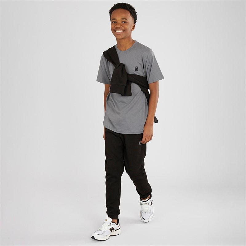 Crosshatch Boys Three Piece Hoodie T-Shirt And Joggers Set Black/Charcoal - Image 5