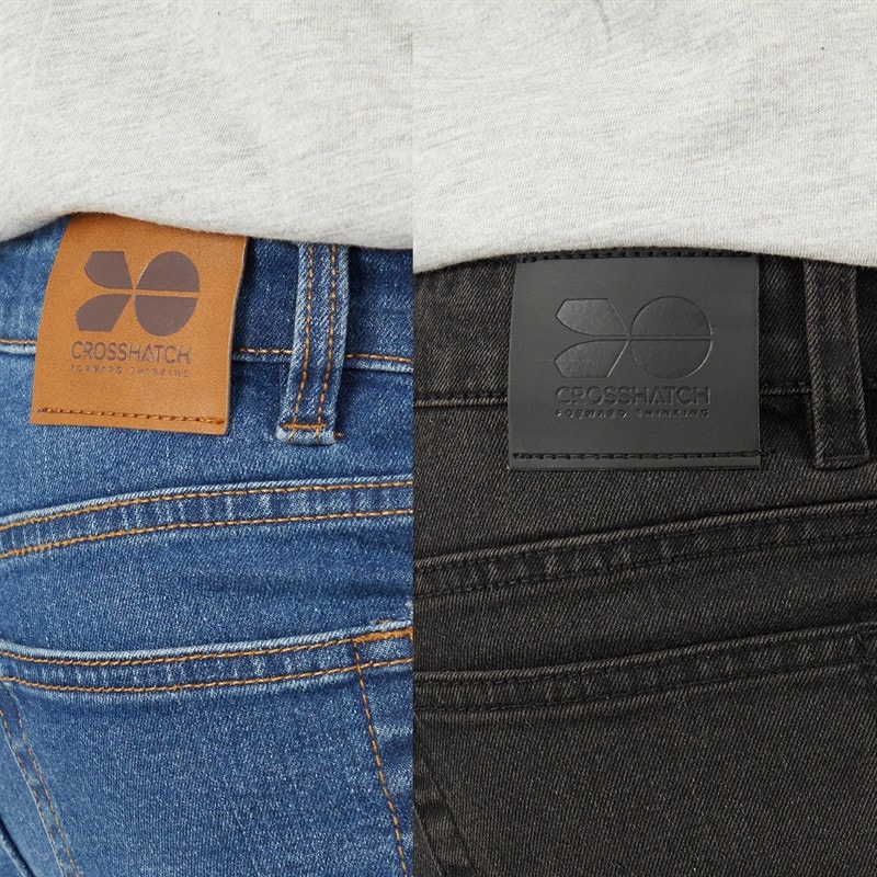 Crosshatch Boys Slim Two Pack Jeans Mid Wash/Black Washed - Image 3