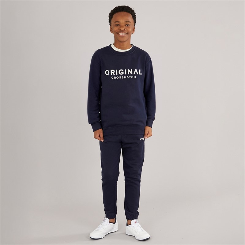 Crosshatch Boys Four Piece Hoodie Sweatshirt T-Shirt And Joggers Set Navy/Off White - Image 4