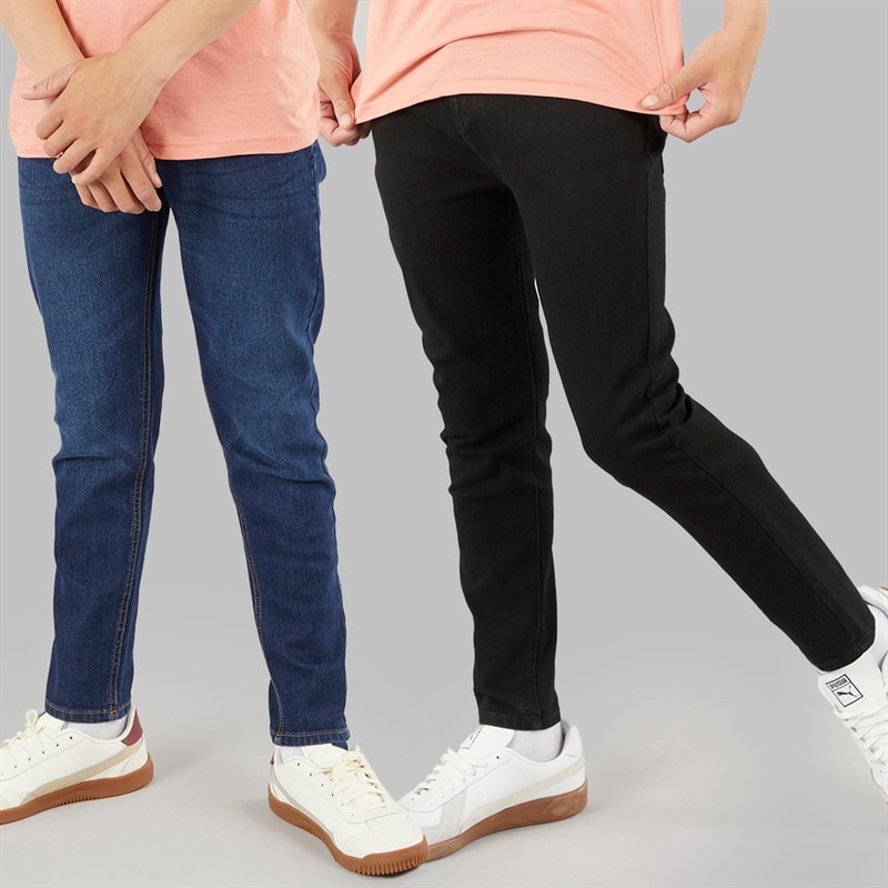 Crosshatch Boys Dracker Straight Fit Two Pack Jeans Dark Wash/Black