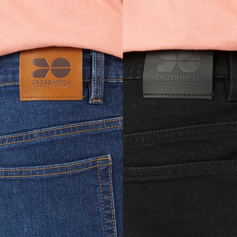 Crosshatch Boys Dracker Straight Fit Two Pack Jeans Dark Wash/Black - Image 3