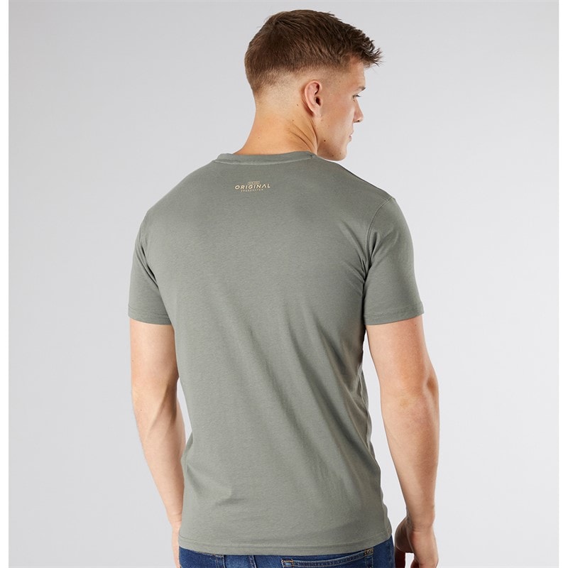 Crosshatch Mens Chevin T-Shirt Olive - Image 2