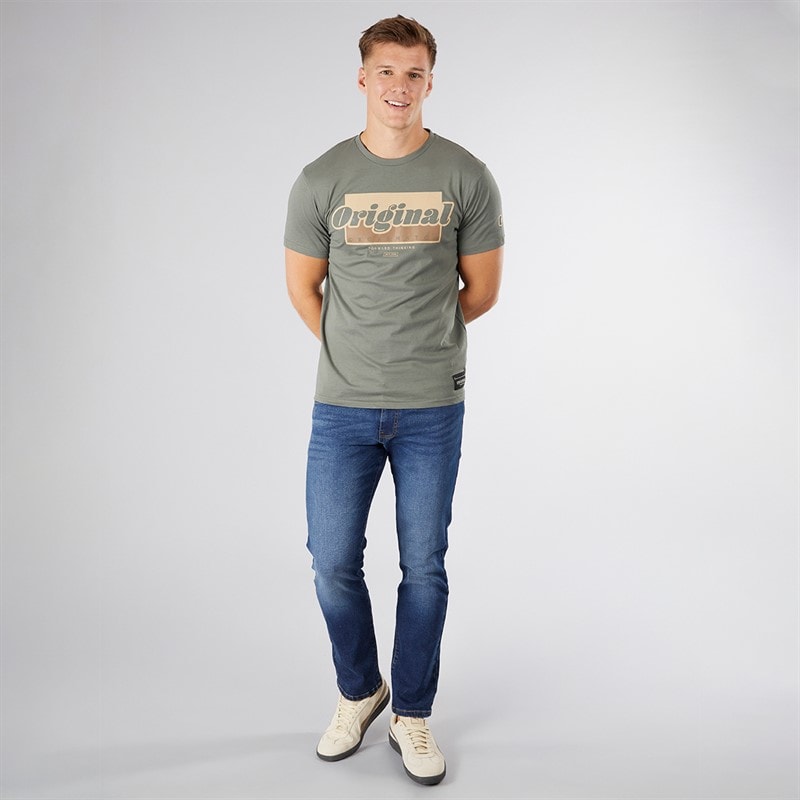 Crosshatch Mens Chevin T-Shirt Olive - Image 4