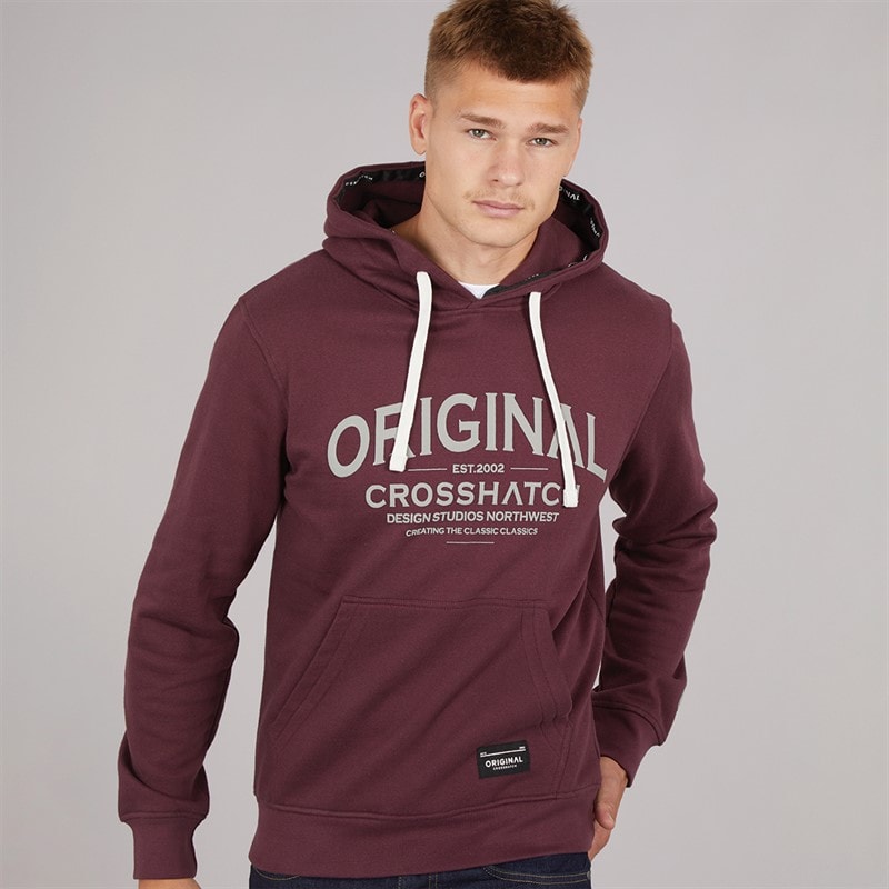 Crosshatch Mens Vintarge Hoodie Raisin