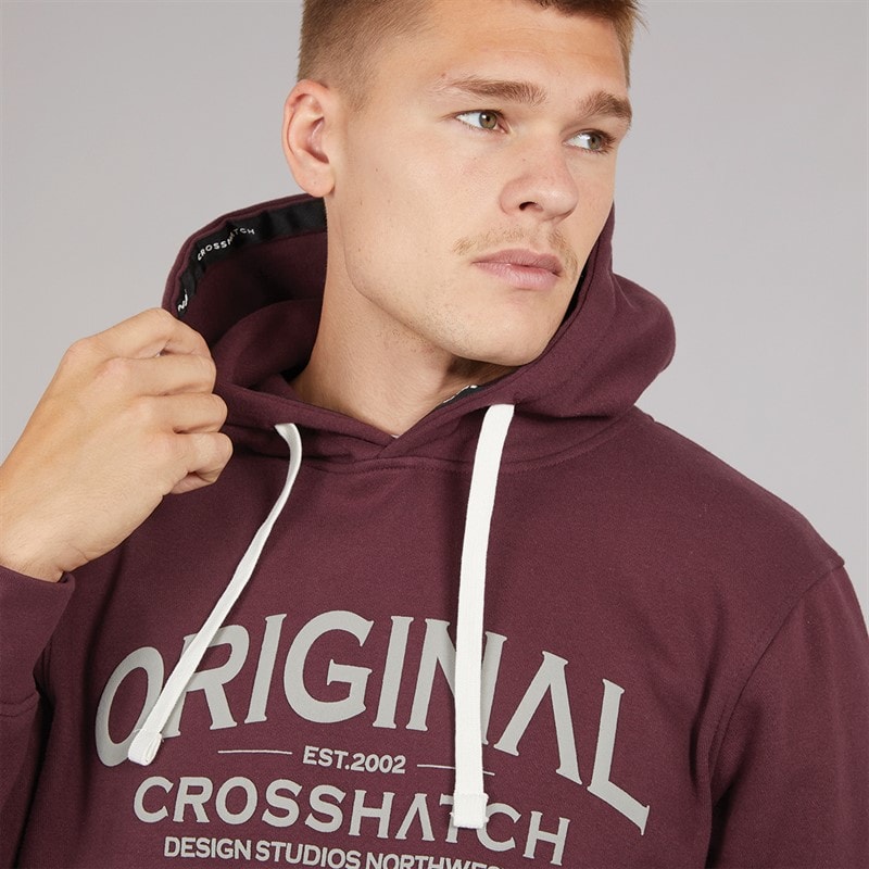 Crosshatch Mens Vintarge Hoodie Raisin - Image 3