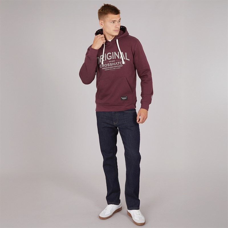 Crosshatch Mens Vintarge Hoodie Raisin - Image 4
