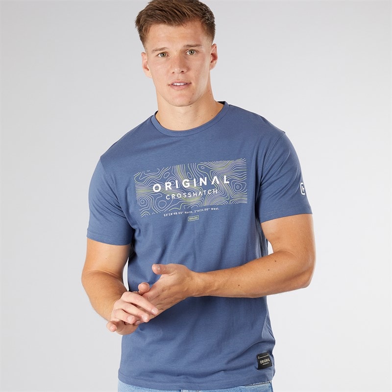 Crosshatch Mens Mappedout T-Shirt Denim - Image 1