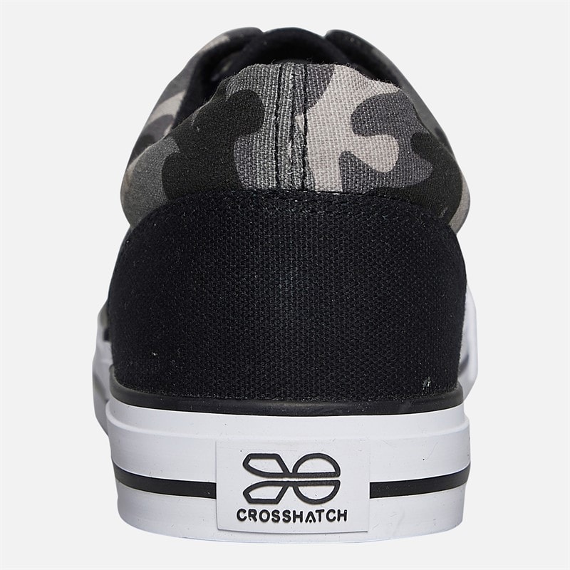 Crosshatch Mens Skywalk Canvas Pumps Black Camo/Black - Image 3