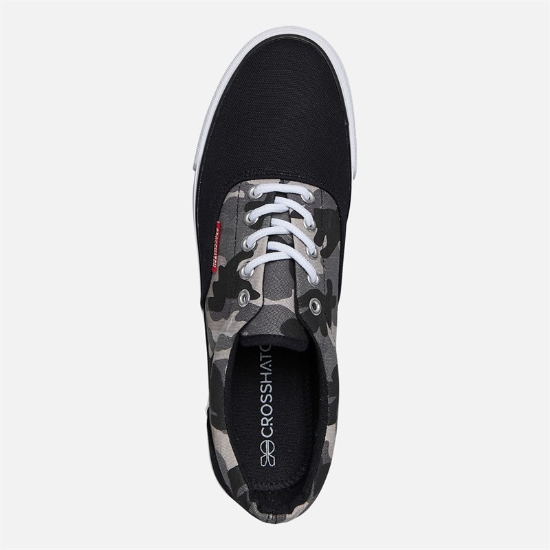 Crosshatch Mens Skywalk Canvas Pumps Black Camo/Black - Image 4