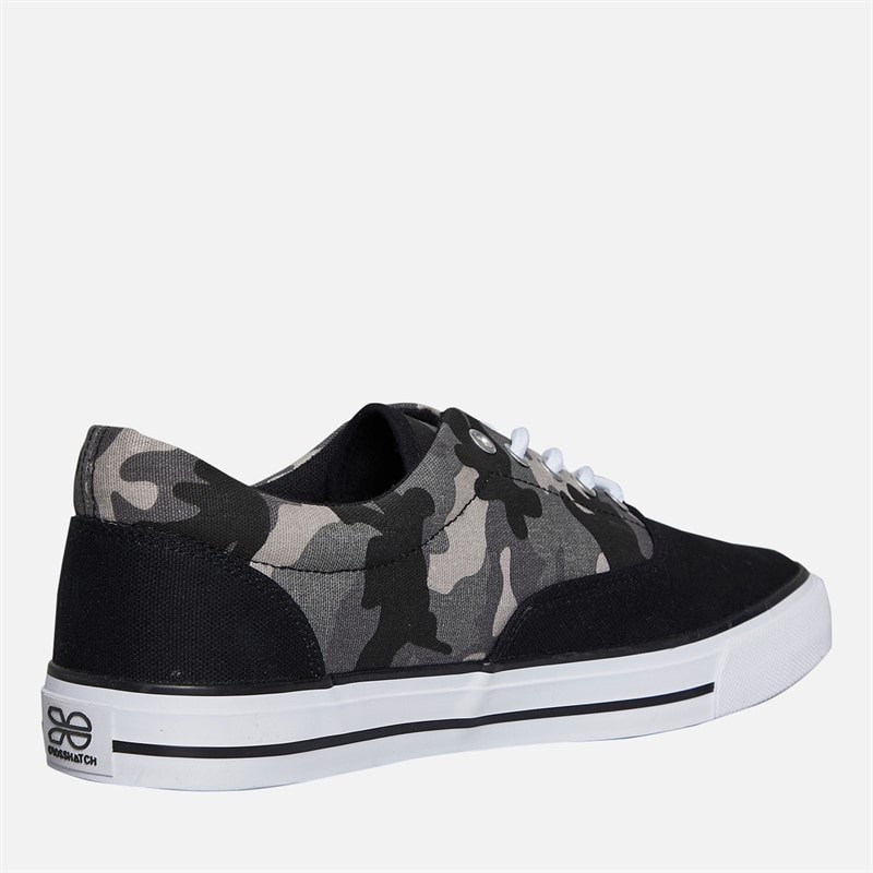 Crosshatch Mens Skywalk Canvas Pumps Black Camo/Black - Image 5