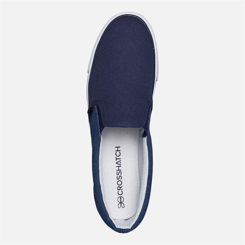Crosshatch Mens Ramp Slip On Canvas Pumps Navy/Dark Chambray - Image 4