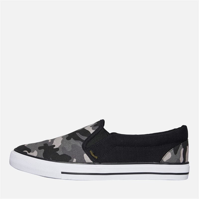 Crosshatch Mens Ramp Slip On Canvas Pumps Black Camo/Black