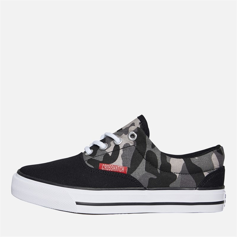 Crosshatch Junior Boys Skywalk Canvas Pumps Black Camo - Image 1