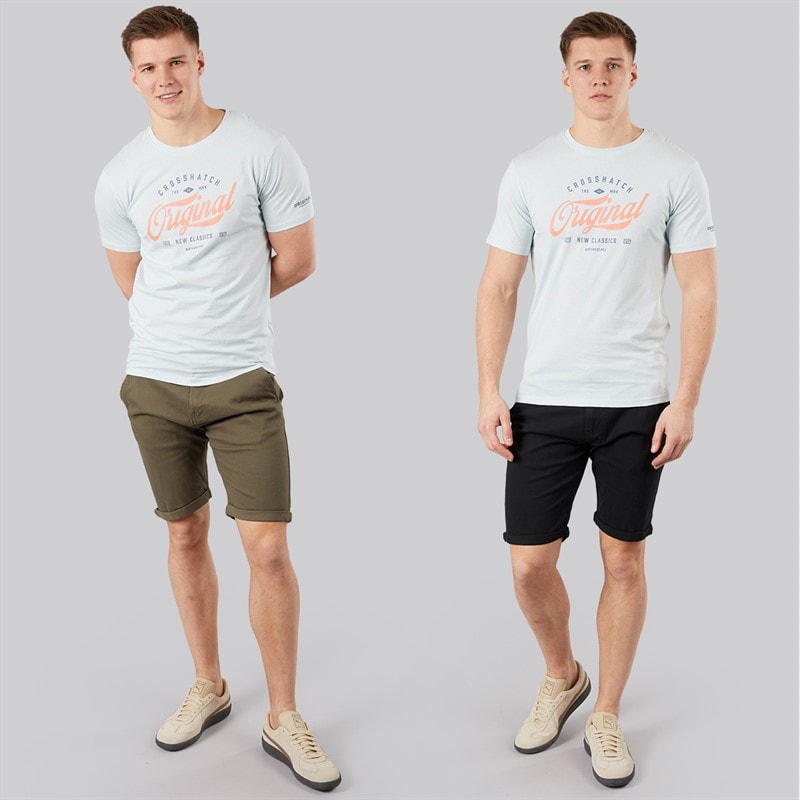 Crosshatch Mens Sinwood Two Pack Chino Shorts Khaki/Black - Image 4