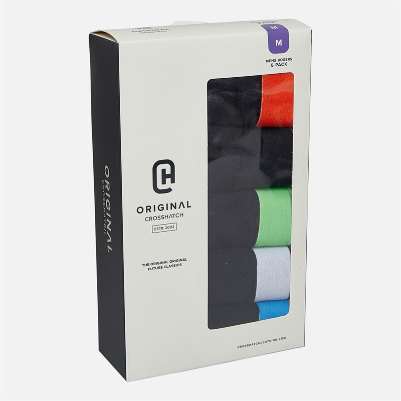 Crosshatch Mens Prismara Five Pack Boxers Black - Image 2