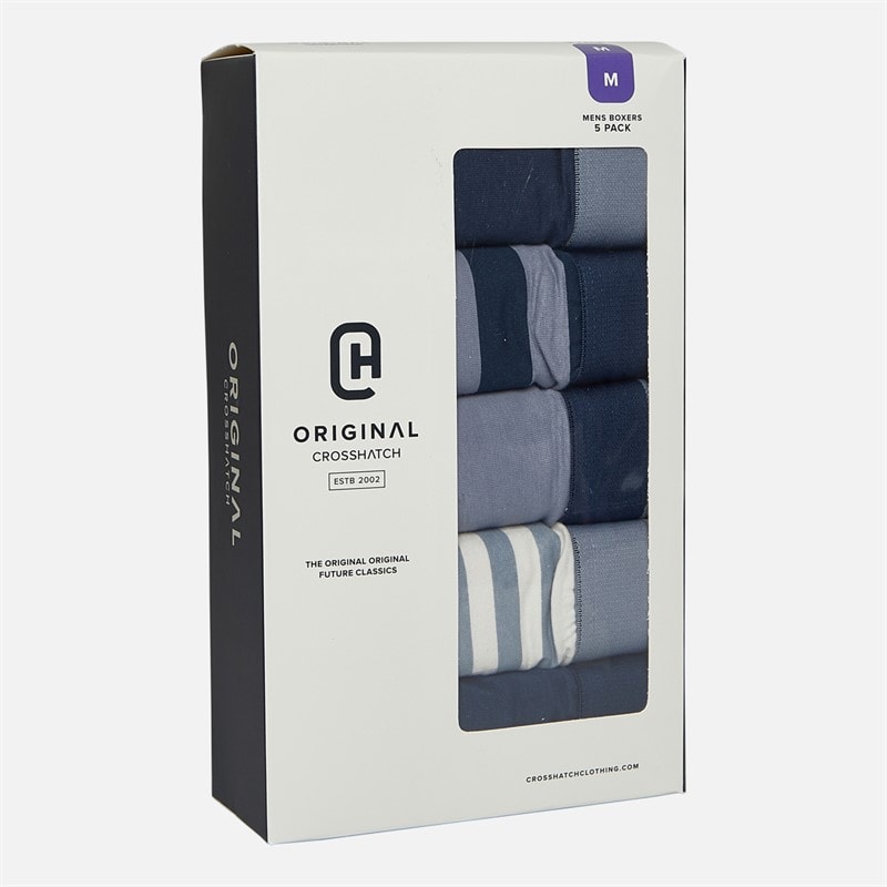 Crosshatch Mens Linatrix Five Pack Boxers Blue - Image 2