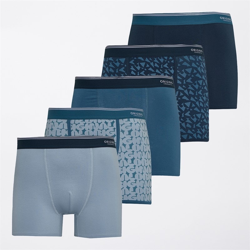 Crosshatch Mens Dringal Five Pack Boxers Blue - Image 1