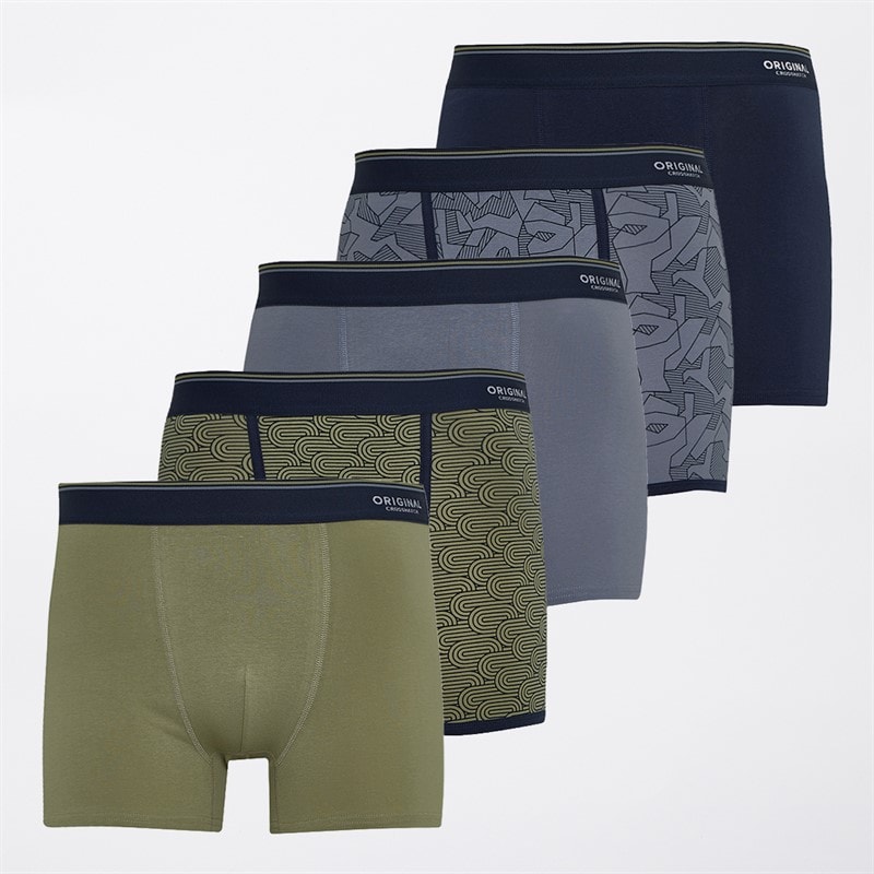 Crosshatch Mens Spherigon Five Pack Boxers Green/Blue - Image 1