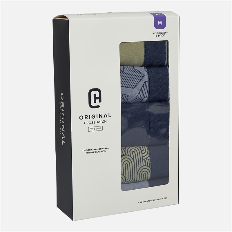 Crosshatch Mens Spherigon Five Pack Boxers Green/Blue - Image 2